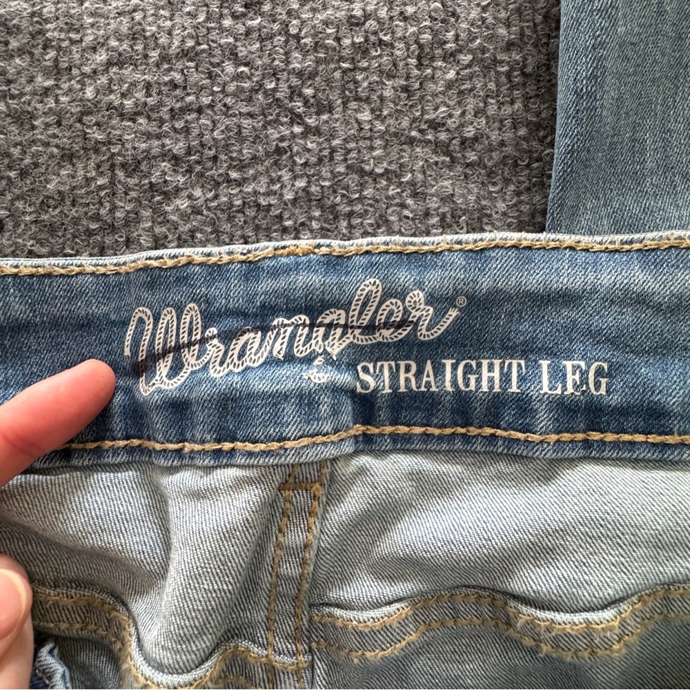 Wrangler Low Rise Straight Leg Jeans 13/14x34 Light Wash Western Stretch Denim - Picture 4 of 16